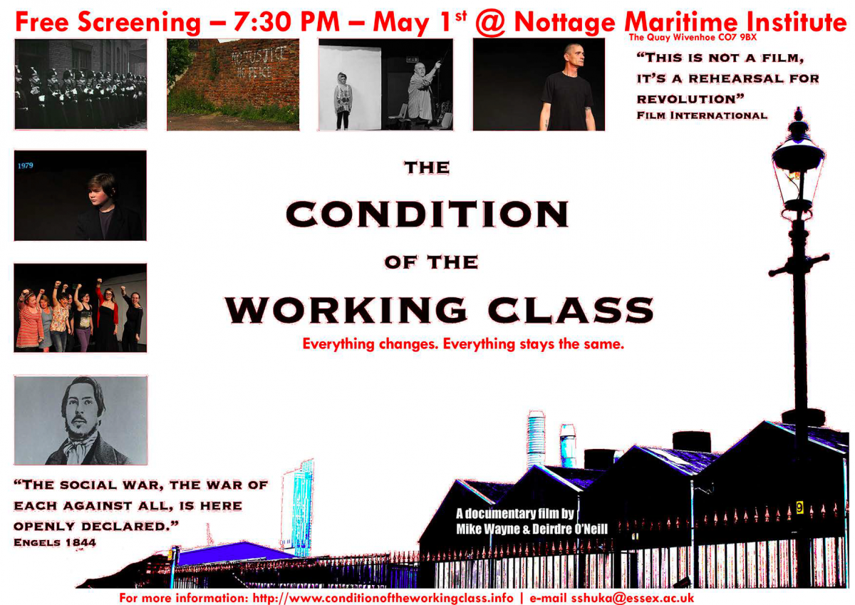 Screening of The Condition of the Working Class, May 1st, Nottage Maritime Institute, 7.30pm